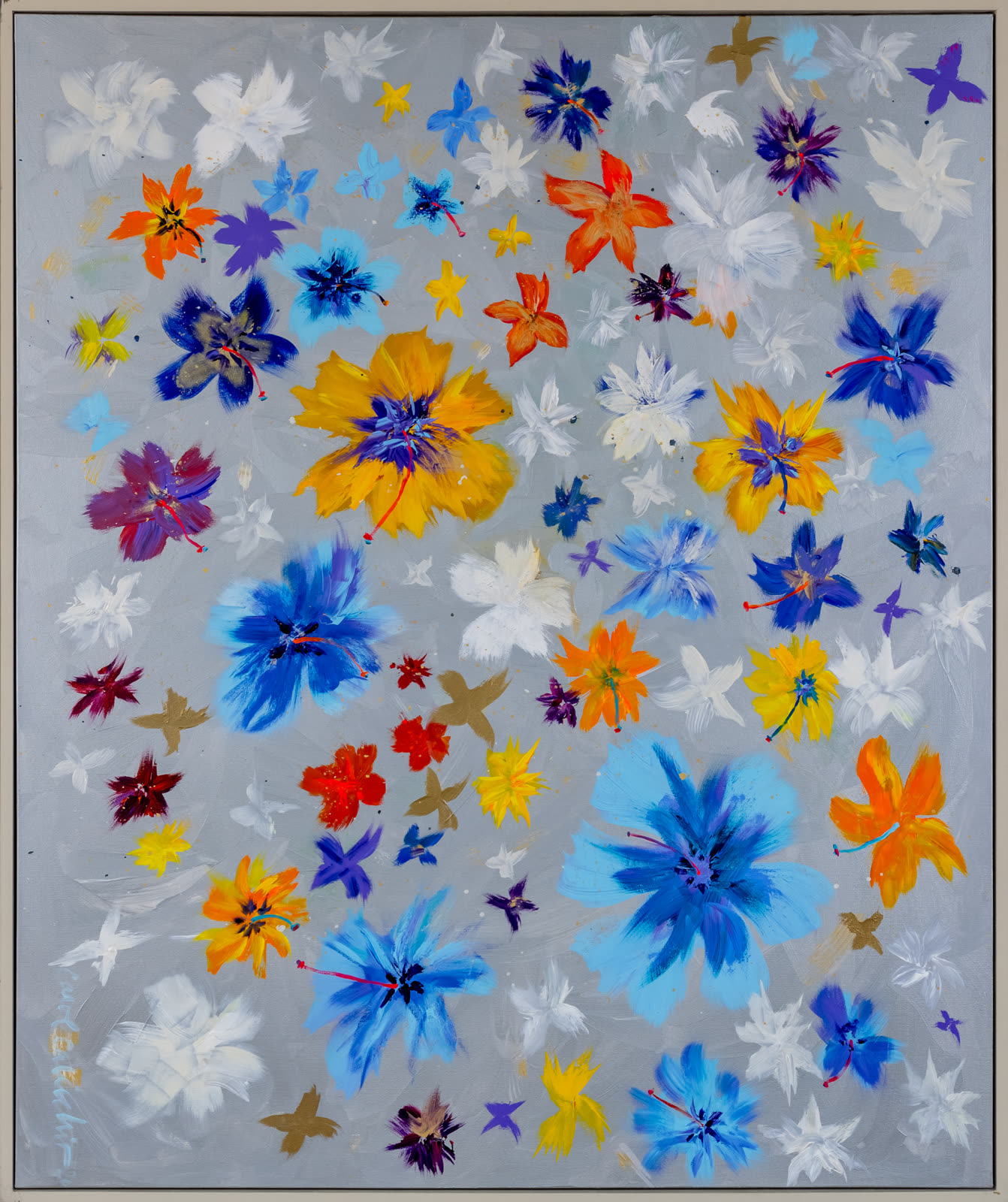 Midnight Bliss, 72 by 60 inches, acrylic and mixed media